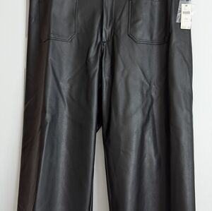 Anthropologie Black Cropped Leather Pants